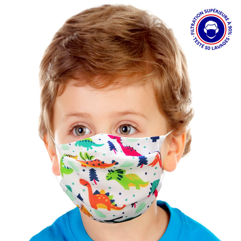 Masque Enfant lavable catégorie 1 Océan Dinosaures