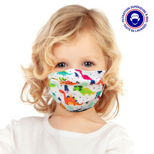 Masque Enfant lavable 50 fois catégorie 1 Océan Dinosaures