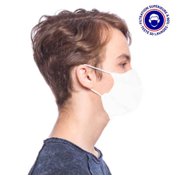 masque ado UNS1 filtration 93% tissu lavable 50 fois blanc lemasquegrandpublic.fr