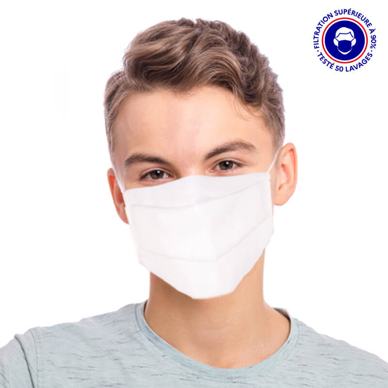masque ado UNS1 filtration 93% tissu lavable 50 fois blanc lemasquegrandpublic.fr