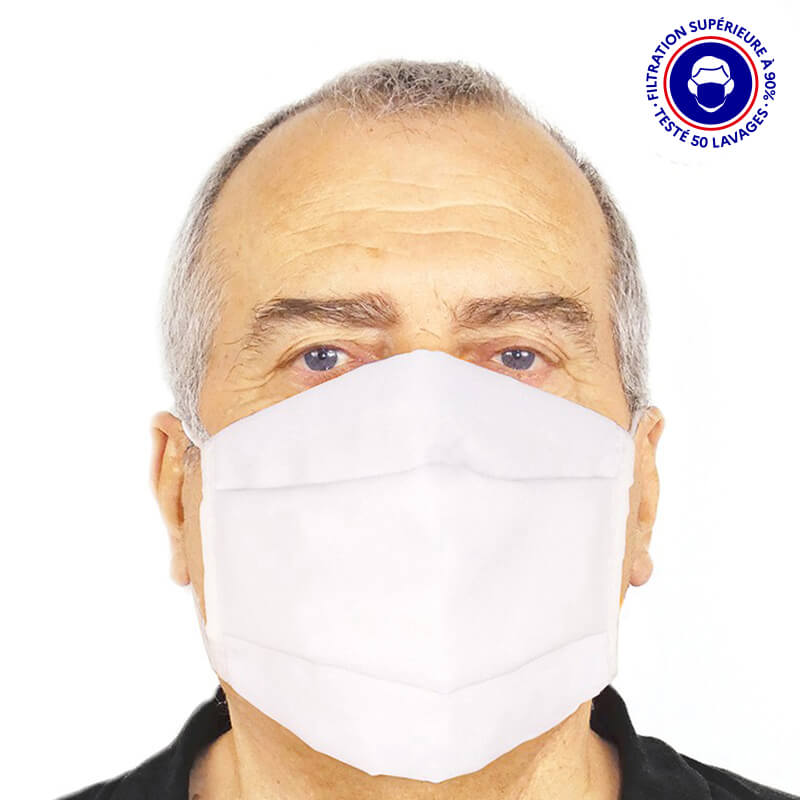 masque adulte UNS1 filtration 93% tissu lavable 50 fois blanc lemasquegrandpublic.fr