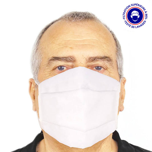 masque adulte UNS1 filtration 93% tissu lavable 50 fois blanc lemasquegrandpublic.fr