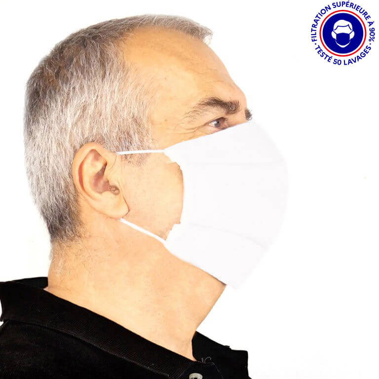 masque adulte UNS1 filtration 93% tissu lavable 50 fois blanc lemasquegrandpublic.fr