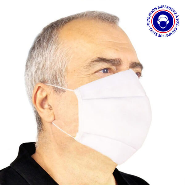 masque adulte UNS1 filtration 93% tissu lavable 50 fois blanc lemasquegrandpublic.fr