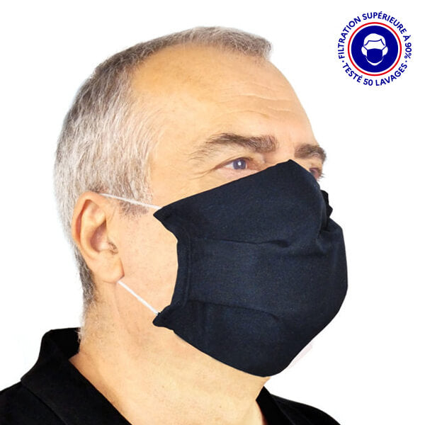 masque adulte UNS1 filtration 93% tissu lavable 50 fois bleu marine lemasquegrandpublic.fr
