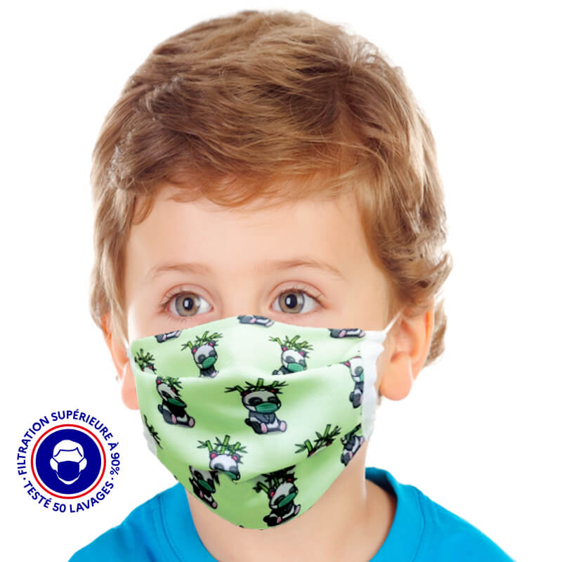 masque enfant UNS1 filtration 93% tissu lavable 50 fois Panda lemasquegrandpublic.fr 1