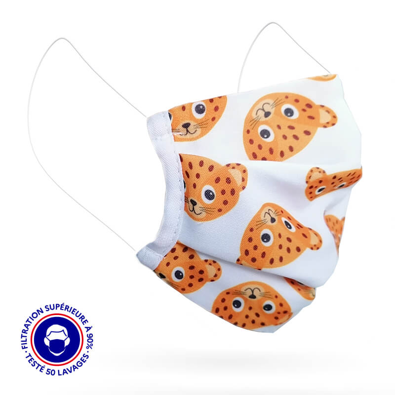 masque enfant UNS1 filtration 93% tissu lavable 50 fois Panther lemasquegrandpublic.fr