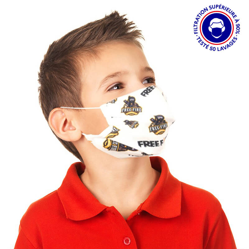 masque enfant UNS1 filtration 93% tissu lavable 50 fois free fire lemasquegrandpublic.fr