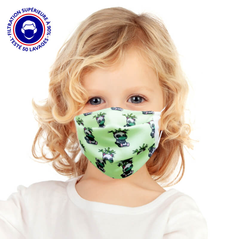 masque enfant UNS1 filtration 93% tissu lavable 50 fois Panda lemasquegrandpublic.fr