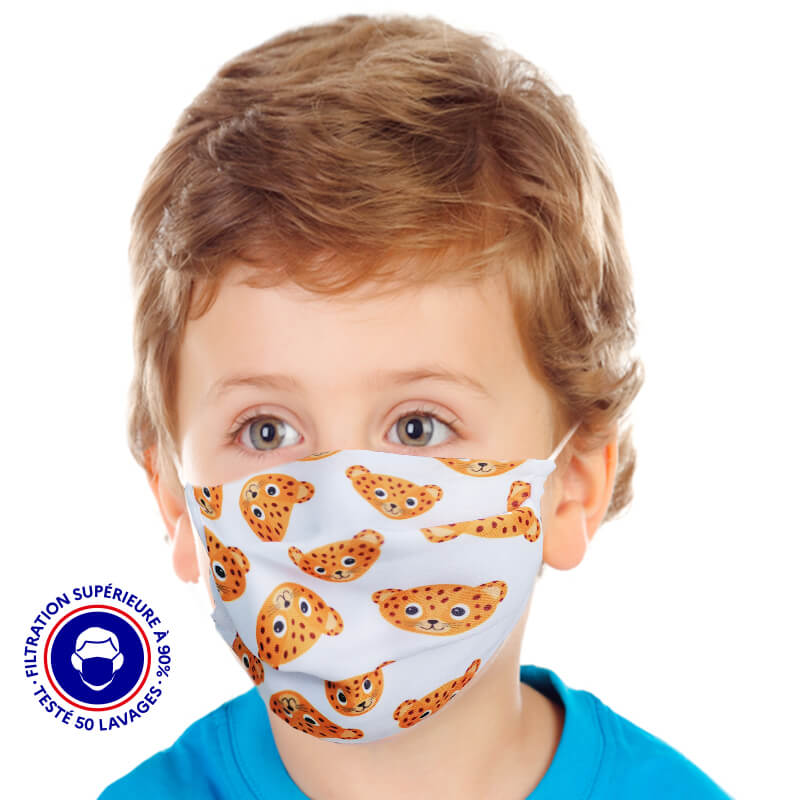 masque enfant UNS1 filtration 93% tissu lavable 50 fois Panther lemasquegrandpublic.fr