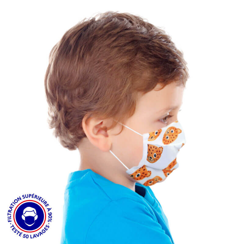 masque enfant UNS1 filtration 93% tissu lavable 50 fois Panther lemasquegrandpublic.fr