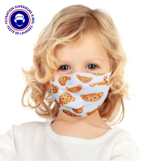 masque enfant lavable UNS1 filtration 93% tissu lavable 50 fois Panther lemasquegrandpublic.fr