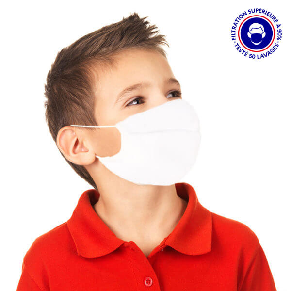masque enfant UNS1 filtration 93% tissu lavable 50 fois blanc lemasquegrandpublic.fr