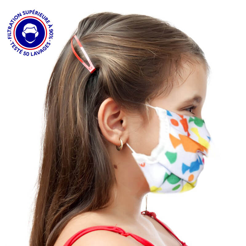 masque enfant UNS1 filtration 93% tissu lavable 50 fois bonbon lemasquegrandpublic.fr