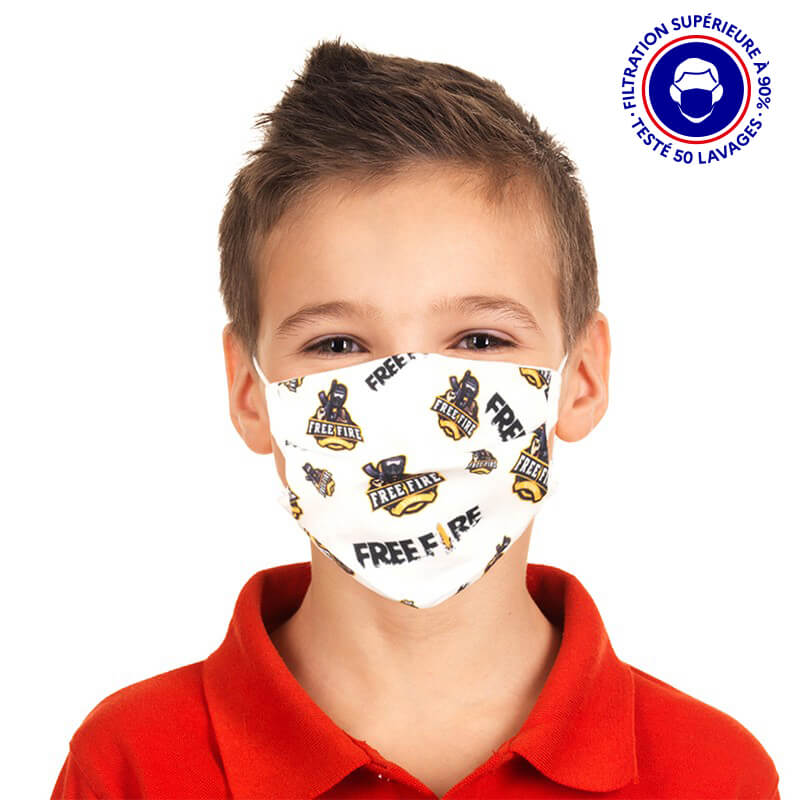 masque enfant lavable UNS1 filtration 93% tissu lavable 50 fois free fire lemasquegrandpublic.fr